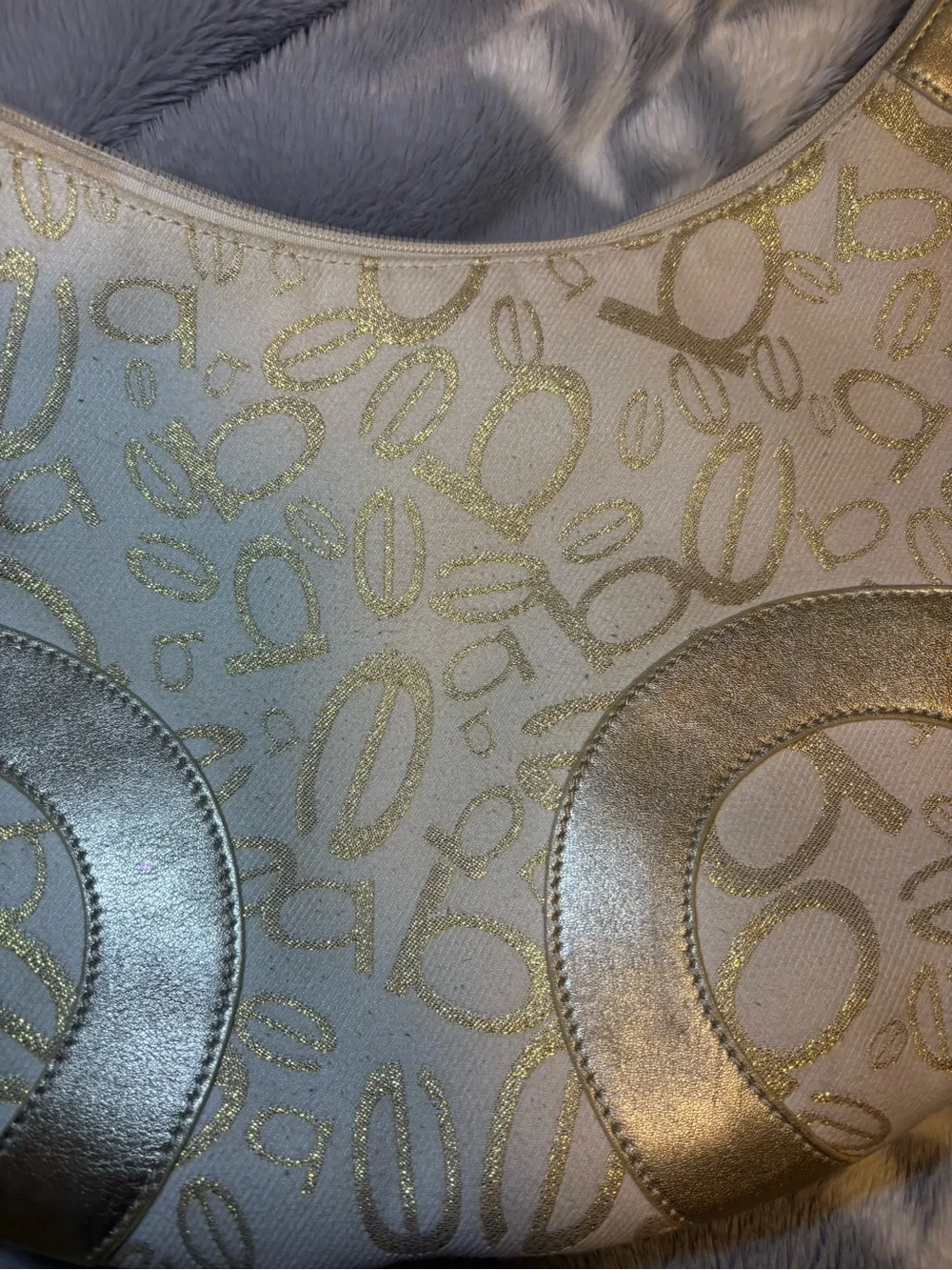 Y2K bebe Metallic Gold Logo Hobo Bag